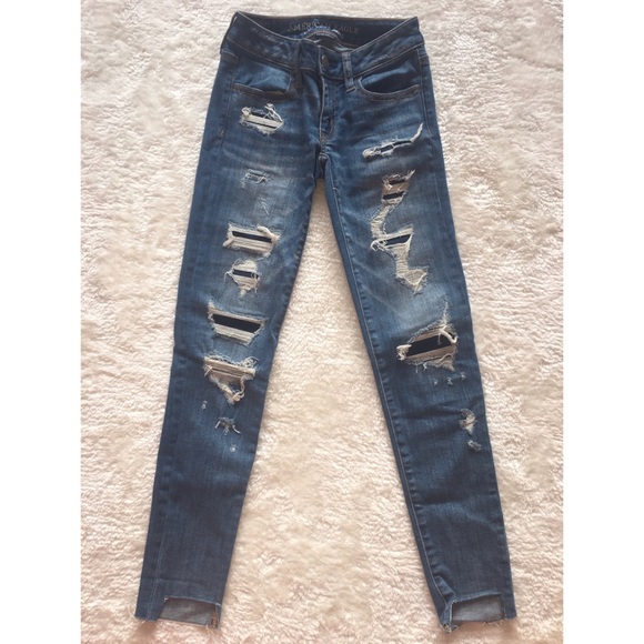 American Eagle blue low rise skinny jeans - Picture 2 of 7